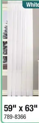 Menards No. 918 Emily 59W x 63L White Sheer Rod Pocket Curtain Panel offer