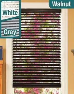 Menards Lumino 2 White Room Darkening Cordless Faux Wood Flat Slat Blind - 23W x 64L offer