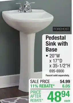 Menards Craft + Main Cavalier 20W x 17D White Oval Bathroom Pedestal Sink with Base offer