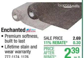 Menards Looptex Mills Enchanted Feather Gray Plush Carpet 12 ft. Wide offer