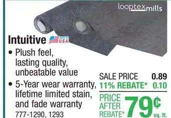 Menards Looptex Mills Intuitive Space Gray Plush Carpet 12 ft. Wide offer