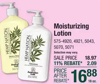 Menards Australian Gold Hemp Nation Agave & Lime Tan Extender Lotion - 18 oz offer