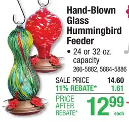 Menards Muse Garden Crimson Swirl Hand Blown Glass Hummingbird Feeder - 24 oz offer