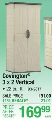 Menards Suncast Covington Vertical 3 x 2 x 6 Outdoor Resin Tool Storage Unit offer