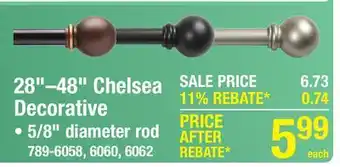Menards Kenney 28-48 Black Chelsea Standard Decorative Curtain Rod offer