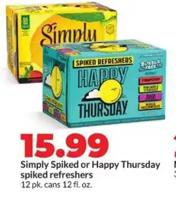 Hy-Vee Simply Spiked or Happy Thursday spiked refreshes offer