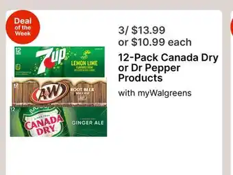 Walgreens 12-Pack Canada Dry or Dr Pepper Products offer