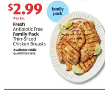 Aldi Fresh Antibiotic Free Family Pack Thin-Sliced Chicken Breasts offer