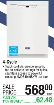 Menards Maytag 4-Cycle White Built-In Dishwasher offer