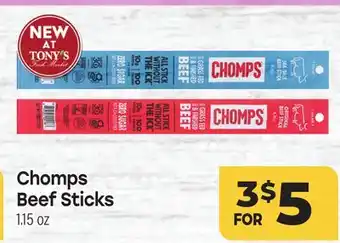 Tony’s Fresh Market Chomps Beef Sticks offer