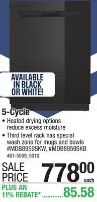 Menards Maytag 5-Cycle White Built-In Dishwasher offer