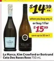 Winn Dixie La Marca, Kim Crawford or Bertrand Cote Des Roses Rose offer