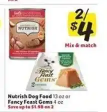 Winn Dixie Nutrish Dog Food or Fancy Feast Gems offer