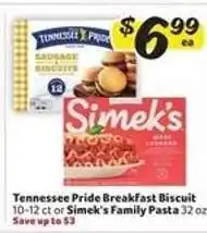 Winn Dixie Tennessee Pride Breakfast Biscuit or Simek's Family Pasta offer