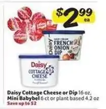 Winn Dixie Daisy Cottage Cheese or Dip, Mini Babybel offer