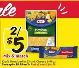 Winn Dixie Kraft Shredded or Chunk Cheese offer