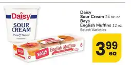 Albertsons Daisy Sour Cream 24 oz. or Bays English Muffins 12 oz. - Select Varieties offer