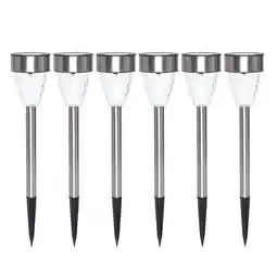 Walmart Mainstays 6-Count Solar-Powered Tapered Column Pathway LED Light Set in Stainless Steel offer