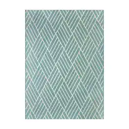 Walmart Better Homes & Gardens, 5' x 7' Turquoise, Diamond Outdoor Rug offer