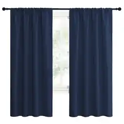 Walmart NICETOWN Elegant Navy Solid Print Home Rod Pocket Blackout Kitchen Curtains, 42 x 72 (2 Panels) offer