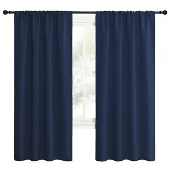 Walmart NICETOWN Elegant Navy Solid Print Home Rod Pocket Blackout Kitchen Curtains, 42 x 72 (2 Panels) offer