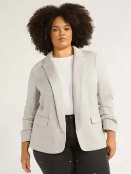Walmart Scoop Women's and Women's Plus Relaxed Scuba Knit Stretch Blazer with Scrunch Sleeves, Sizes XS-4X offer