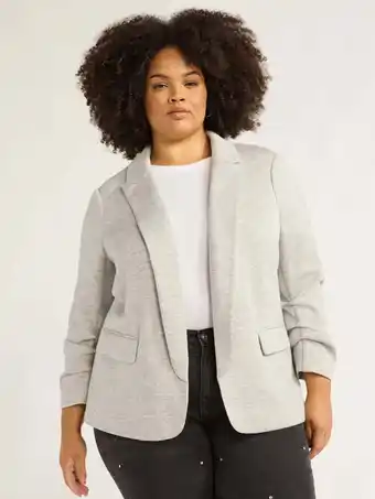 Walmart Scoop Women's and Women's Plus Relaxed Scuba Knit Stretch Blazer with Scrunch Sleeves, Sizes XS-4X offer