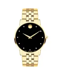 Walmart Movado Museum Series Men's Gold Tone Black Dial Diamond Quartz Watch 0607625 offer
