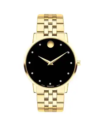 Walmart Movado Museum Series Men's Gold Tone Black Dial Diamond Quartz Watch 0607625 offer