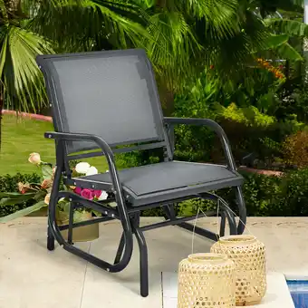 Walmart Costway Outdoor Single Swing Glider Rocking Chair Fabric Armrest Garden Porch Backyard Grey offer
