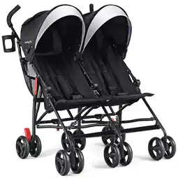 Walmart Babyjoy Foldable Twin Double Stroller Kids Ultralight Umbrella Stroller Pushchair 18 lbs Black offer