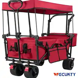 Walmart VECUKTY Collapsible Garden Wagon Cart with Removable Canopy Red offer