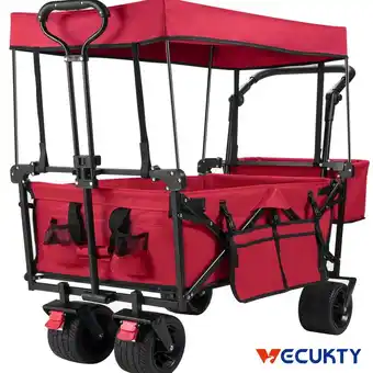 Walmart VECUKTY Collapsible Garden Wagon Cart with Removable Canopy Red offer