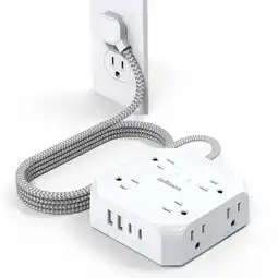 Walmart JcBlaon QC860-CU 14 Gauge 5ft White 8 Outlets Surge Protector Extension Cord offer