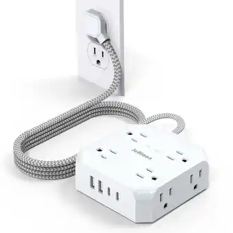 Walmart JcBlaon QC860-CU 14 Gauge 5ft White 8 Outlets Surge Protector Extension Cord offer