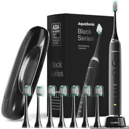 Walmart AquaSonic Black Series Electric Toothbrush - Rechargeable, 4 Modes, Travel Case, 8 Brush Heads offer