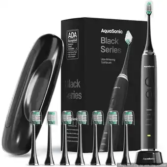 Walmart AquaSonic Black Series Electric Toothbrush - Rechargeable, 4 Modes, Travel Case, 8 Brush Heads offer