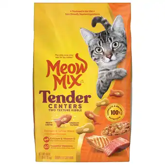 Walmart Meow Mix Tender Centers with Salmon & White Meat Chicken Flavors, Dry Cat Food, 3 lb. Bag offer