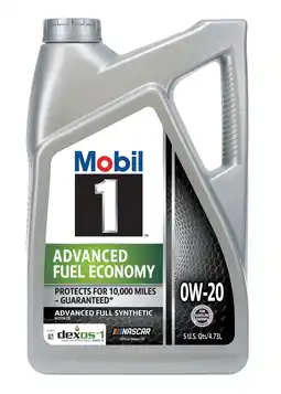 Walmart Mobil 1 Advanced Fuel Economy Full Synthetic Motor Oil 0W-20, 5 Quart offer