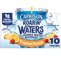 Walmart Capri Sun Roarin' Waters Tropical Tide Flavored Water Kids Drink Pouches, 10 Ct Box, 6 fl oz Pouches offer