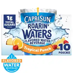 Walmart Capri Sun Roarin' Waters Tropical Tide Flavored Water Kids Drink Pouches, 10 Ct Box, 6 fl oz Pouches offer