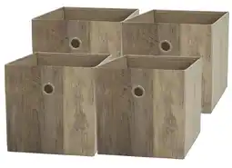 Walmart Mainstays Collapsible Fabric Cube Storage Bins (10.5 x 10.5), 4 Pack, Rustic Brown Wood offer