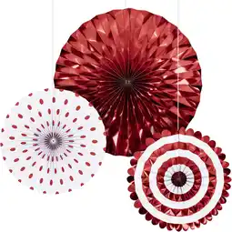 Walmart Red Paper Fan Decoration by Way to Celebrate 3 Pieces offer