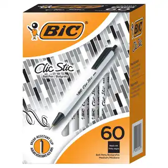 Walmart BIC Clic Stic Retractable Ball Pen, Versatile Medium Point, Black, 60 Count offer