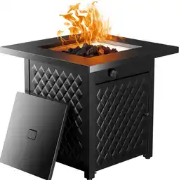 Walmart 28 Outdoor Propane Fire Pit Table with Lid,Lava Rock and 50,000 BTU for Patio Garden Party,Black offer