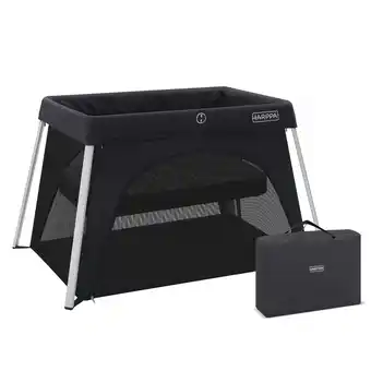 Walmart HARPPA Portable Travel Crib with Mattress, Foldable Playard for Baby and Toddler, 11lbs, Black offer