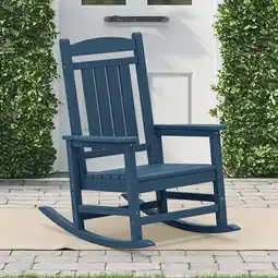 Walmart KINGYES HDPE Rocking Chairs Outdoor, Patio Rocking Chairs for Deck Lawn Yard, Navy offer