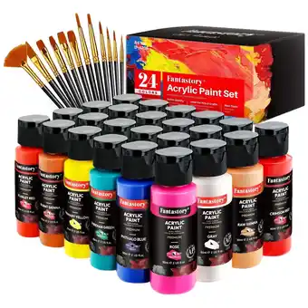 Walmart Acrylic Paint Set - 24 Classic Colors (2oz), Craft Paint Kit with 12 Brushes offer