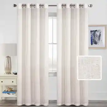 Walmart H.VERSAILTEX Farmhouse Natural Linen Sheer Curtains Set of 2 Panels - 52 x 84 In for Bedroom offer