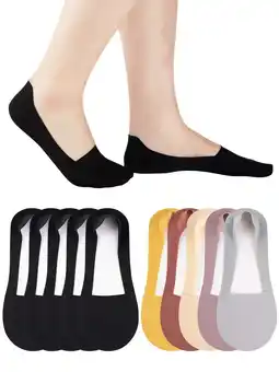 Walmart EALLCO 10 pairs Womens No Show Socks Low cut Invisible Non Slip Thin Silk Socks for Women offer